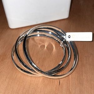 Cutest 3 set bangle bracelets silver